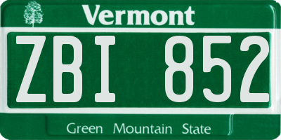VT license plate ZBI852