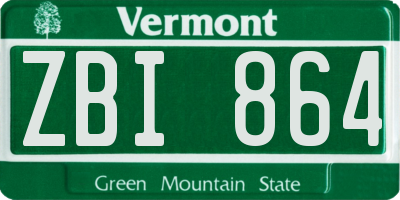 VT license plate ZBI864