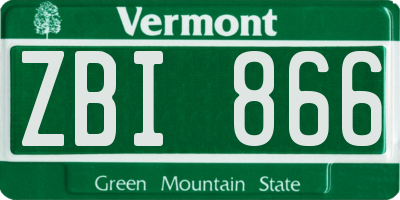 VT license plate ZBI866