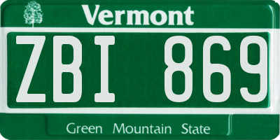 VT license plate ZBI869