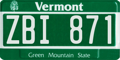 VT license plate ZBI871