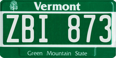 VT license plate ZBI873