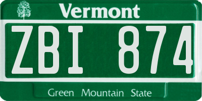 VT license plate ZBI874