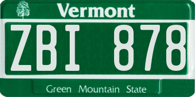VT license plate ZBI878