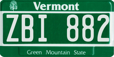 VT license plate ZBI882