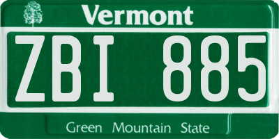 VT license plate ZBI885