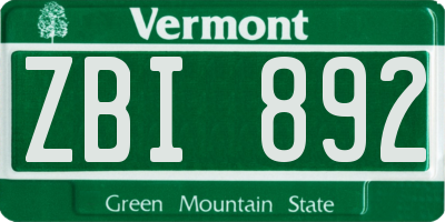 VT license plate ZBI892