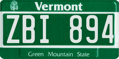 VT license plate ZBI894
