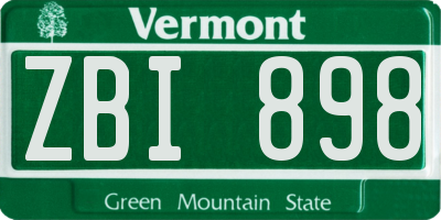 VT license plate ZBI898