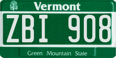 VT license plate ZBI908