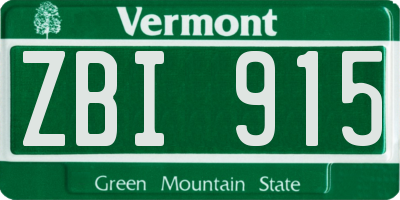VT license plate ZBI915