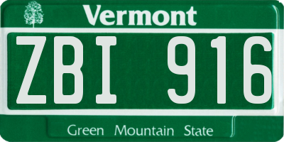 VT license plate ZBI916