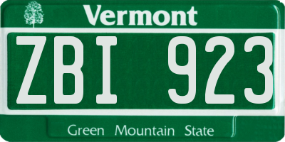 VT license plate ZBI923