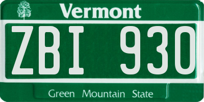 VT license plate ZBI930