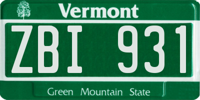 VT license plate ZBI931