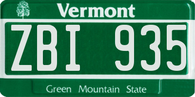 VT license plate ZBI935