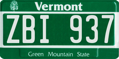 VT license plate ZBI937