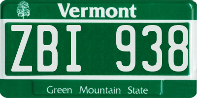 VT license plate ZBI938