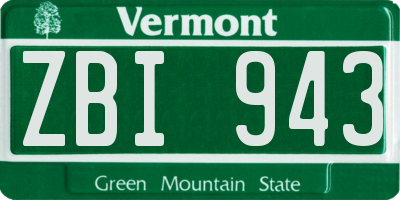 VT license plate ZBI943