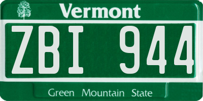 VT license plate ZBI944