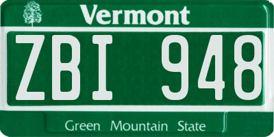 VT license plate ZBI948
