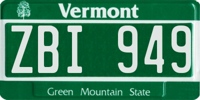 VT license plate ZBI949