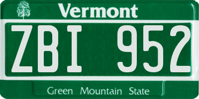VT license plate ZBI952