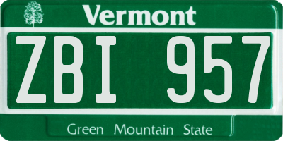 VT license plate ZBI957