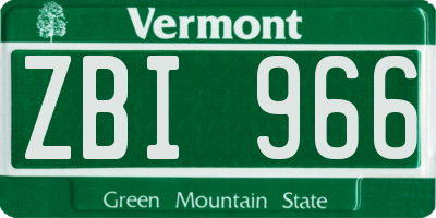 VT license plate ZBI966