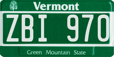 VT license plate ZBI970