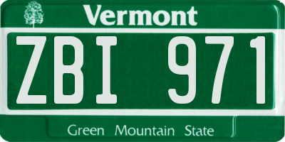 VT license plate ZBI971