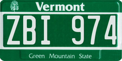 VT license plate ZBI974