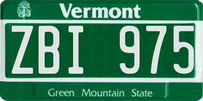 VT license plate ZBI975