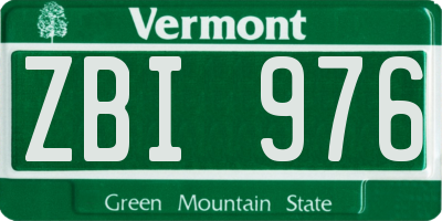 VT license plate ZBI976