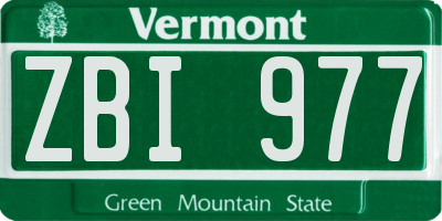 VT license plate ZBI977