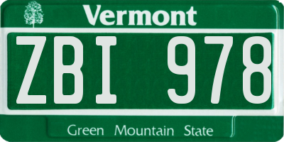 VT license plate ZBI978