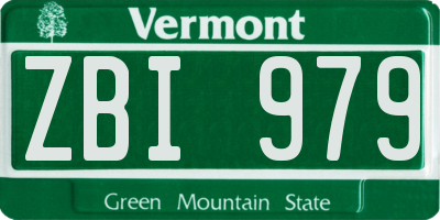 VT license plate ZBI979