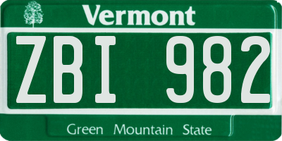VT license plate ZBI982
