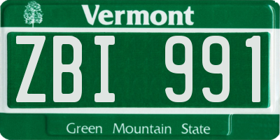 VT license plate ZBI991