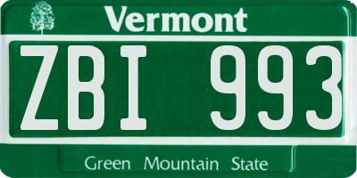 VT license plate ZBI993
