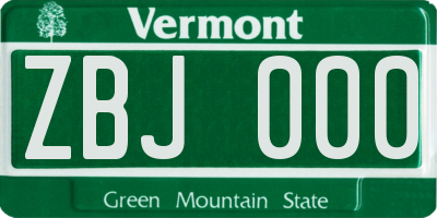 VT license plate ZBJ000