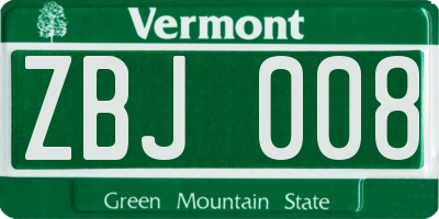 VT license plate ZBJ008