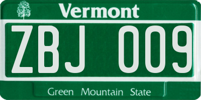 VT license plate ZBJ009