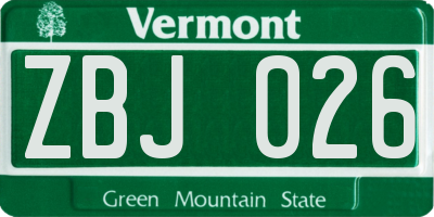 VT license plate ZBJ026