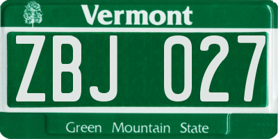 VT license plate ZBJ027