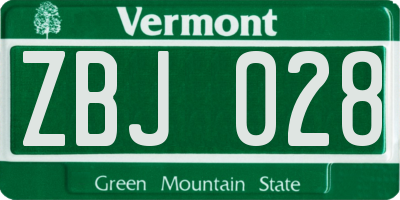VT license plate ZBJ028