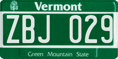 VT license plate ZBJ029