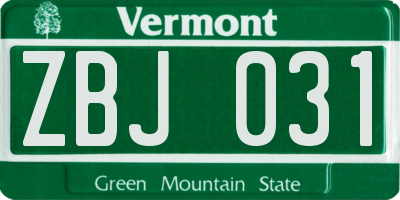 VT license plate ZBJ031