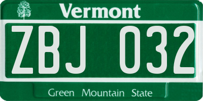 VT license plate ZBJ032