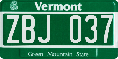 VT license plate ZBJ037